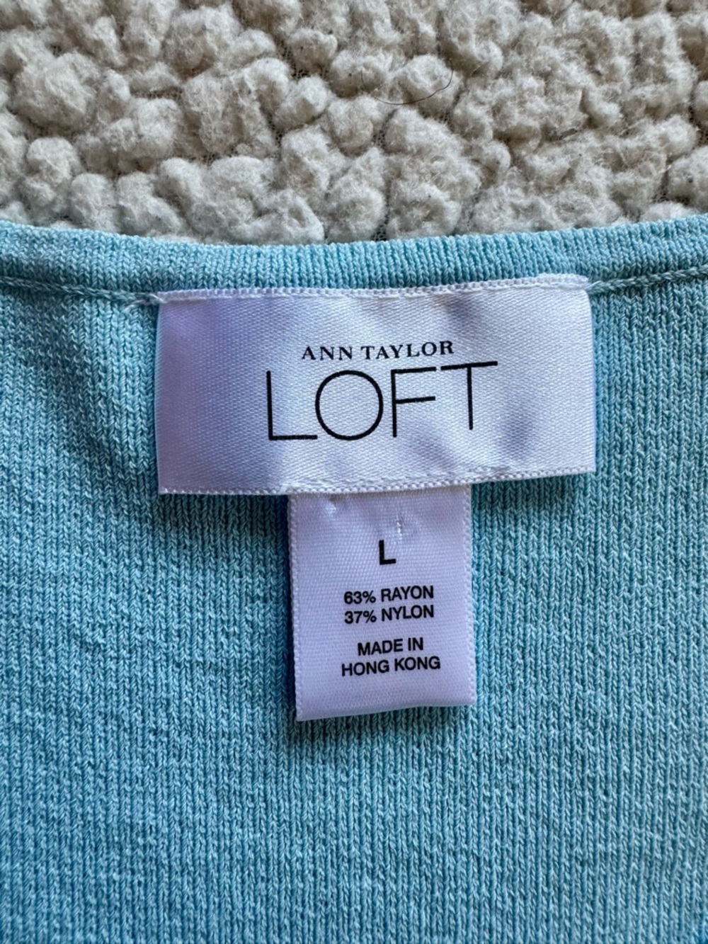 Ann Taylor LOFT Blue Sweater Tank Crochet Medallion Knit Top Large - Picture 4 of 7